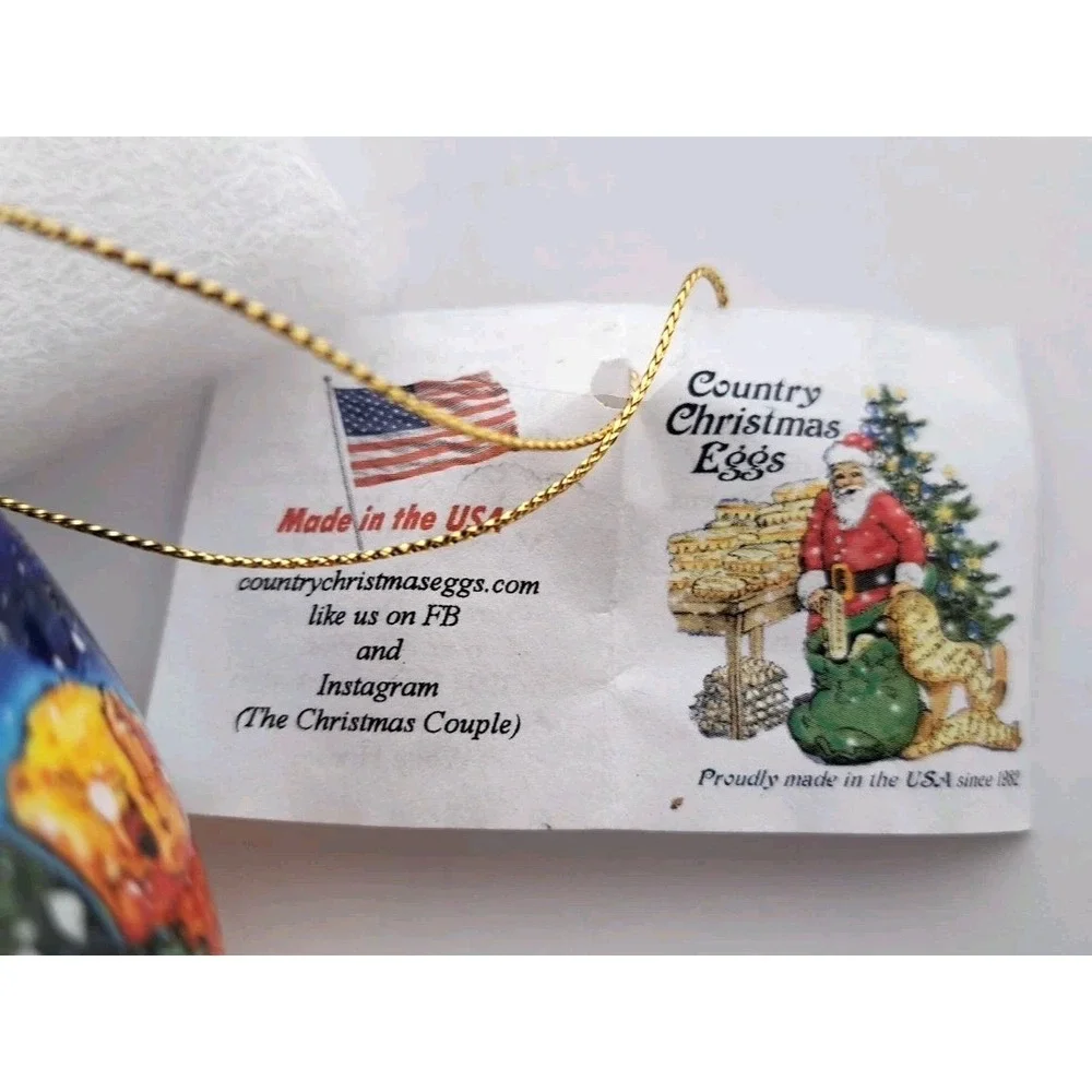 Country Christmas Eggs Sedona Arizona Tlaquepaque Hand Painted Egg Ornament 2010
